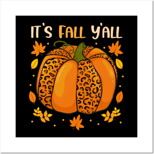 It's Fall Y'all Leopard Pumpkin Posters and Art